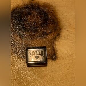 Italian Bracelet Silver Sister Charm with Heart